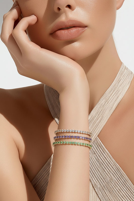 Gold Crystal Tennis Bracelet for Women | Stackable Elegant Bangle