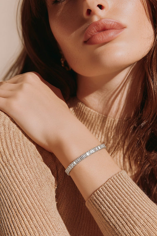 Aurelia Baguette Crystal Bracelet | Elegant Gold & Silver Tennis Style