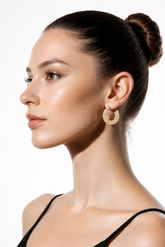 Premium Gold Pavé Hoops | Modern Elegant Earrings