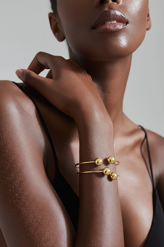 Aurea Sculpt Gold Cuff Bracelet | Modern Minimalist Statement