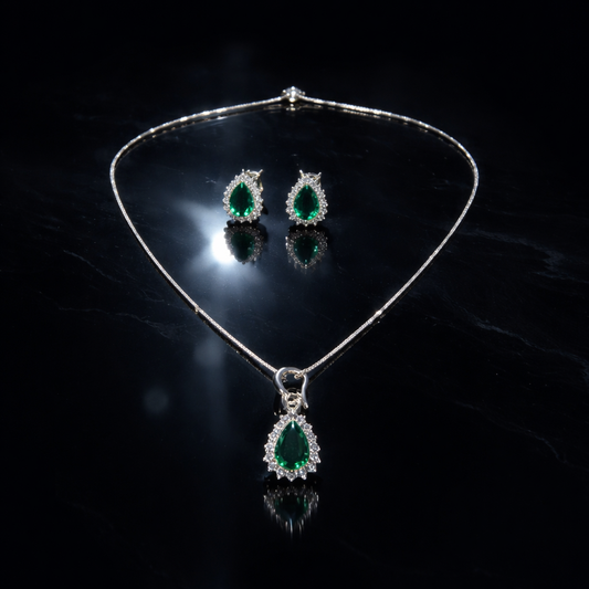 Vittoria Royal Green Pear Set | Elegant Luxury Jewelry