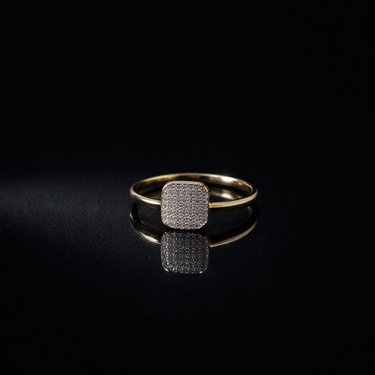 Aurielle Lumière Square Ring | Refined Minimal Gold Design