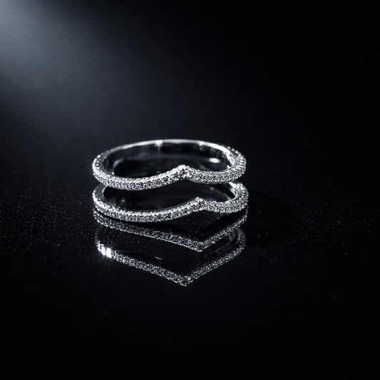 Aurielle Chevron Pavé Ring | Refined Contour Band