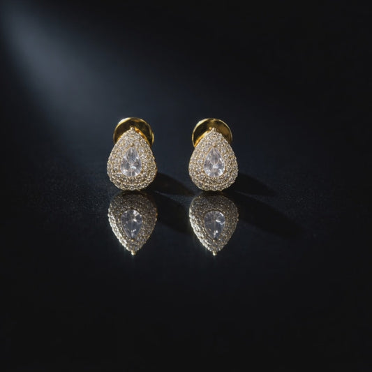 Aurielle Pear Halo Stud Earrings | Refined Teardrop Elegance