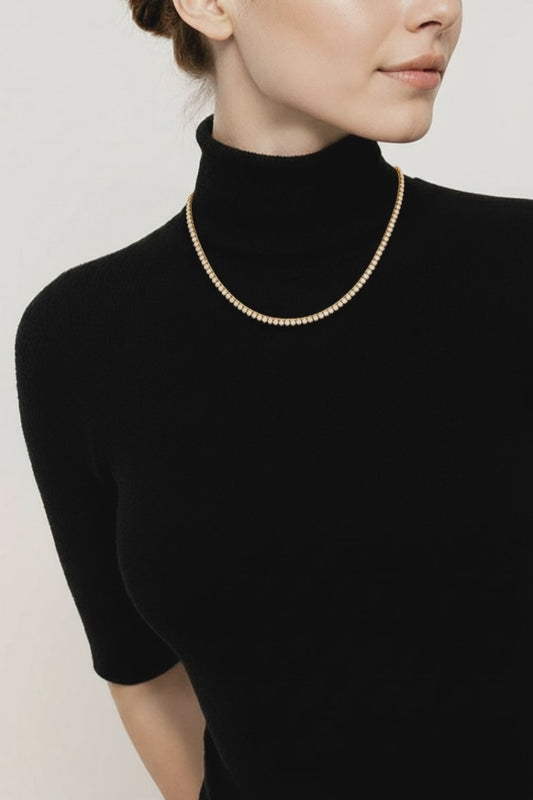 Crystal Tennis Necklace for Women | Elegant Gold & Silver Minimalist Jewelry