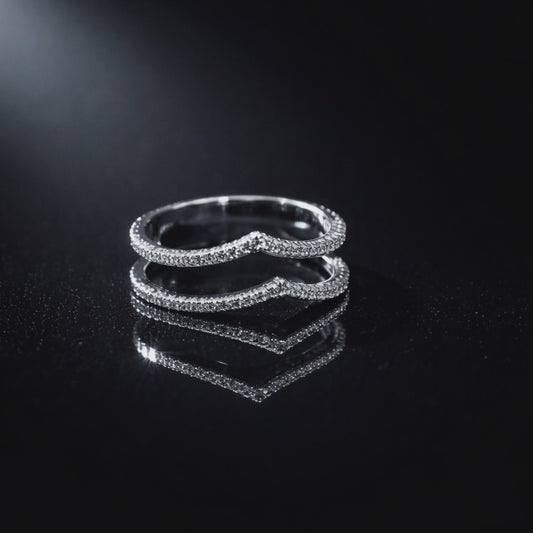 Aurielle Chevron Pavé Ring | Refined Contour Band